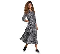 Roman Originals Shirt Dress for Women UK- Ladies Long Sleeve Belted Collared Midi Maxi Winter Autumn Smart Casual Button Through Evening Office A Line Swing Skater - Black White - Size 8