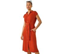 Roman Originals Shirt Dress for Women UK Ladies Short Sleeve Sleeveless Belted Collared Midi Maxi Summer Spring Smart Casual Button Evening Office A Line Swing Skater - Rust - Size 20