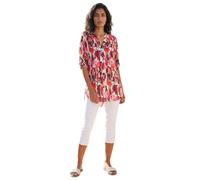 Roman Originals Shirt for Women UK Ladies Longline Top Collarless Blouse Smart Tunic Casual Evening Relaxed Fit 3/4 Length Sleeve Notch V Neck Long