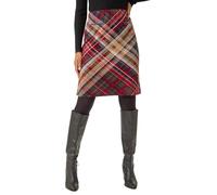 Roman Originals Short Skirt for Women UK Ladies Brushed Lined Stretch A-Line Winter Autumn Smart Casual Mini Fitted Bodycon Jersey Pull On Elasticated Waist Work Party - Red Navy - Size 14
