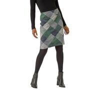 Roman Originals Short Skirt for Women UK Ladies Brushed Lined Stretch A-Line Winter Autumn Smart Casual Mini Fitted Bodycon Jersey Pull On Elasticated Waist Work Party - Green Navy - Size 16