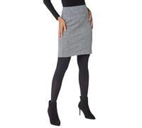 Roman Originals Short Skirt for Women UK - Ladies Textured Pull On Mini Stretch Cotton Jersey Pencil Tube Smart Summer Bodycon Knee Length A-Line Straight Work Office Formal - Charcoal Grey - Size 12