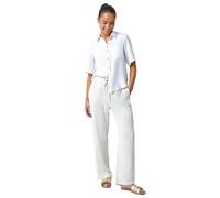 Roman Originals Short Sleeve Shirt for Women Ladies Cotton Blouse Button Through Tunic Printed Top Work Smart Casual Going Out Work Office V Neck Evening Event - Petite White - Size 12