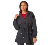 Roman Originals Shower Resistant Rain Jacket for Women UK - Ladies Everyday Autumn Winter Comfy Soft Evening Vacation Work Party Night Out - Black - Size 12