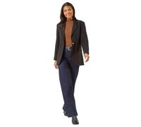 Roman Originals Single Breasted Smart Blazer for Women UK - Ladies Everyday Holiday Spring Summer Comfy Soft Evening Vacation Work Party - Black - Size 20