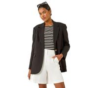 Roman Originals Single Breasted Smart Blazer for Women UK - Ladies Everyday Holiday Spring Summer Comfy Soft Evening Vacation Work Party - Black - Size 18