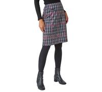 Roman Originals Skirt for Women UK - Ladies Brushed Short Stretch Smart Casual Work Office Meeting Mini Straight Fitted Bodycon Jersey Pull On Soft Checked Elasticated Waist - Red Black - Size 20