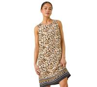 Roman Originals Sleeveless Shift Dress for Women UK Ladies Stretchy Summer Holiday Cruise Beach Casual Going Out Garden Party Lightweight Round Neck Comfortable Day - Petite Stone - Size 10