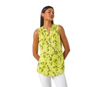 Roman Originals Sleeveless Shirt for Women UK Ladies Vest Tank Top Summer Smart Blouse Stretchy Jersey T-Shirt Casual Spring Holiday Party Beach Vacation Notch Neck - Lime - Size 10