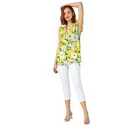 Roman Originals Sleeveless Shirt for Women UK Ladies Vest Tank Top Summer Smart Blouse Stretchy Jersey T-Shirt Casual Spring Holiday Party Beach Vacation Notch Neck - Yellow Green - Size 10