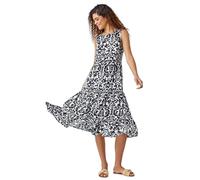 Roman Originals Sleeveless Smock Dress for Women UK - Ladies Everyday Holiday Spring Summer Round Neckline Comfy Soft Evening Vacation Work Party - Black - Size 18