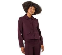 Roman Originals Smart Buttoned Pocket Jacket for Women UK - Ladies Everyday Autumn Winter Stand Collar Comfy Soft Evening Vacation Work Party Night Out - Burgundy - Size 16