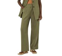 Roman Originals Smart Twill Wide Leg Pocket Trouser for Women UK - Ladies Everyday Holiday Spring Summer Comfy Soft Evening Vacation Work Party - Khaki - Size 10