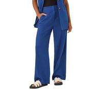 Roman Originals Smart Twill Wide Leg Pocket Trouser for Women UK - Ladies Everyday Holiday Spring Summer Comfy Soft Evening Vacation Work Party - Royal Blue - Size 18