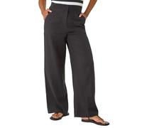 Roman Originals Smart Twill Wide Leg Pocket Trouser for Women UK - Ladies Everyday Holiday Spring Summer Comfy Soft Evening Vacation Work Party - Black - Size 10
