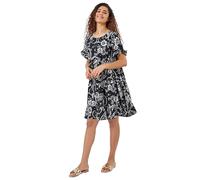 Roman Originals Smock Dress for Women UK Ladies Swing A Line Tiered Pocket Slouch Summer Spring Everyday Evening Work Holiday Short Sleeve Smart Casual Beach Lightweight Shift - Black - Size 18