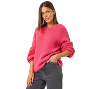 Roman Originals Soft Knit Blouson Jumper for Women UK - Ladies Everyday Autumn Winter Crew Neckline Comfy Soft Evening Vacation Work Party Night Out - Rose - Size 12