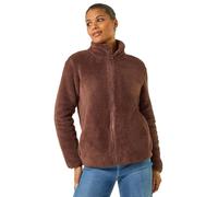 Roman Originals Soft Sherpa Fleece Jacket For Women UK - Ladies Autumn Everyday Winter Holiday Pull-On Comfy Soft Vacation Work Teddy Coat - Chocolate - Size XL