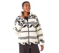 Roman Originals Soft Sherpa Fleece Jacket for Women UK - Ladies Autumn Everyday Winter Holiday Pull-On Comfy Soft Vacation Work Teddy Coat - Stone - Size 10