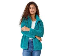 Roman Originals Soft Sherpa Fleece Jacket for Women UK - Ladies Autumn Everyday Winter Holiday Pull-On Comfy Soft Vacation Work Teddy Coat - Jade - Size L