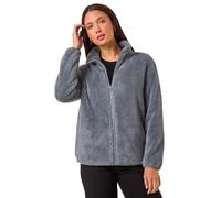 Roman Originals Soft Sherpa Fleece Jacket for Women UK - Ladies Autumn Everyday Winter Holiday Pull-On Comfy Soft Vacation Work Teddy Coat - Dark Grey - Size M