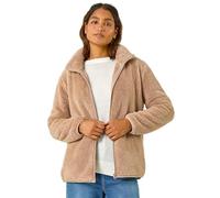 Roman Originals Soft Sherpa Fleece Jacket for Women UK - Ladies Autumn Everyday Winter Holiday Pull-On Comfy Soft Vacation Work Teddy Coat - Taupe - Size S