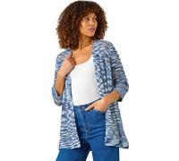 Roman Originals Spacedye Lightweight Knit Cardigan for Women UK - Ladies Everyday Holiday Spring Summer Comfy Soft Evening Vacation Work Party - Blue - Size 18