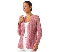 Roman Originals Spacedye Lightweight Knit Cardigan for Women UK - Ladies Everyday Holiday Spring Summer Comfy Soft Evening Vacation Work Party - Multi - Size 20