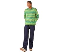 Roman Originals Spacedye Stripe Crew Neck Jumper for Women UK - Ladies Everyday Autumn Winter Round Neckline Comfy Soft Evening Vacation Work Party Night Out - Green - Size 16