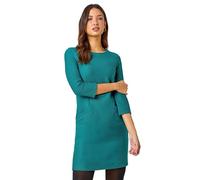 Roman Originals Spot Print Zip Pocket Jersey Dress for Women UK - Ladies Everyday Holiday Autumn Winter Round Neck 3/4 Sleeves Comfy Soft Evening Vacation Work Party Shift - Forest - Size 18