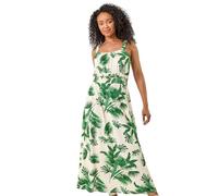 Roman Originals Strappy Midi Dress for Women UK - Ladies Everyday Holiday Spring Summer Square Neckline Comfy Soft Evening Vacation Work Party - Petite Green - Size 18