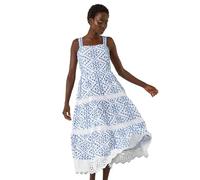 Roman Originals Strappy Midi Dress for Women UK - Ladies Everyday Holiday Spring Summer Square Neckline Comfy Soft Evening Vacation Work Party - Blue - Size 10
