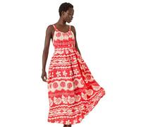 Roman Originals Strappy Shell Print Maxi Dress for Women UK - Ladies Everyday Holiday Spring Summer Round Neckline Comfy Soft Evening Vacation Work Party - Red - Size 12
