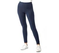 Roman Originals Stretch Leggings for Women UK Ladies Yoga Pants Gym Fitness Trousers Cotton High Waisted Pull On Elasticated Waist Smart Casual Tummy Control Thick Shapewear - Navy - Size 20