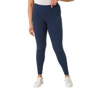 Roman Originals Stretch Leggings for Women UK Ladies Yoga Pants Gym Fitness Trousers Cotton High Waisted Pull On Elasticated Waist Smart Casual Tummy Control Thick Shapewear - Navy Plus - Size 16