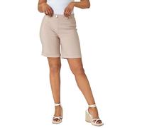 Roman Originals Stretch Shorts for Women UK Ladies Pull On Turned Hem Cut Off Bengaline Mom Boyfriend Boy Denim Casual Cropped Pants Capri Slim Fit Turn Up Summer Crops Mother - Natural - Size 20