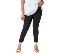 Roman Originals Stretch Trousers for Women UK Ladies High Waisted Pants Pull On Leggings Smart Slimming Office Work Fitted Tailored Tapered Regular & Plus Sizes - Plus Black (28 in) - Size 16