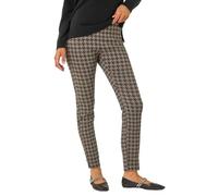 Roman Originals Stretch Trousers for Women UK Ladies High Waisted Pants Pull On Leggings Smart Slimming Office Work Fitted Tailored Tapered Regular & Plus Sizes - Dogtooth Grey - Size 10
