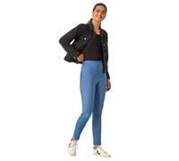 Roman Originals Stretchy Denim Jeggings for Women UK - Ladies Jean Leggings Trouser Bengaline Pants Elasticated Waist High Rise Pull On Skinny Slim Straight Leg Bottoms - Denim - Size 14