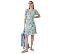Roman Originals Stretchy Dress for Women UK Ladies Pockets Gathered Waist Ruched Chest Midi Holiday Spring Summer V Neckline Evening Vacation Work Party Going Out Soft - Lime - Size 18