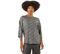 Roman Originals Stretchy Top for Women UK - Ladies Jersey Blouse Casual Tunic Work Smart 3/4 Length Sleeve Round Neck Boat Neckline Flattering Knit Knitwear Jumper - Metallic Silver - Size 12