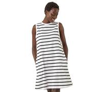 Roman Originals Stripe Jersey A-Line Stretch Dress for Women UK - Ladies Everyday Holiday Spring Summer Round Neckline Comfy Soft Evening Vacation Work Party - Black - Size 18