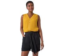 Roman Originals Stripe Print Button Detail Vest Top for Women UK - Ladies Everyday Holiday Spring Summer V-Neckline Comfy Soft Evening Vacation Work Party - Yellow - Size 16
