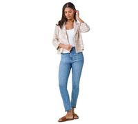 Roman Originals Stripe Print Textured Cotton Blend Jacket for Women UK - Ladies Everyday Holiday Spring Summer Comfy Soft Evening Vacation Work Party - Rust - Size 14