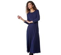 Roman Originals Swing Dress with Pockets for Women UK Ladies Tunic Stretchy Maxi Midi Jersey Winter Autumn 3/4 Sleeve Casual Pull On Smart Slouch Work Office Going Out Party - Navy - Size 10