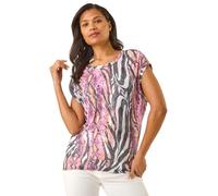 Roman Originals T-Shirt for Women UK - Ladies Tee Shirt Summer Top Holiday Day Causal Short Sleeve Blouses Round Crew Boat Neck Lightweight - Pink Snake - Size 10