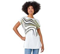 Roman Originals T-Shirt for Women UK - Ladies Tee Shirt Summer Top Holiday Day Causal Short Sleeve Blouses Round Crew Boat Neck Lightweight - White Yellow - Size 12