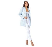 Roman Originals Tailored Longline Boucle Jacket for Women UK - Ladies Everyday Holiday Spring Summer Long Sleeve Comfy Soft Evening Vacation Work Party - Light Blue - Size 12