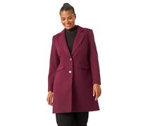 Roman Originals Tailored Single Breasted Coat for Women UK - Ladies Everyday Autumn Winter Comfy Soft Evening Vacation Work Party Night Out - Plum - Size 18