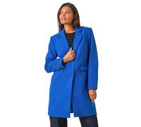 Roman Originals Tailored Single Breasted Coat for Women UK - Ladies Everyday Autumn Winter Comfy Soft Evening Vacation Work Party Night Out - Royal Blue - Size 18
